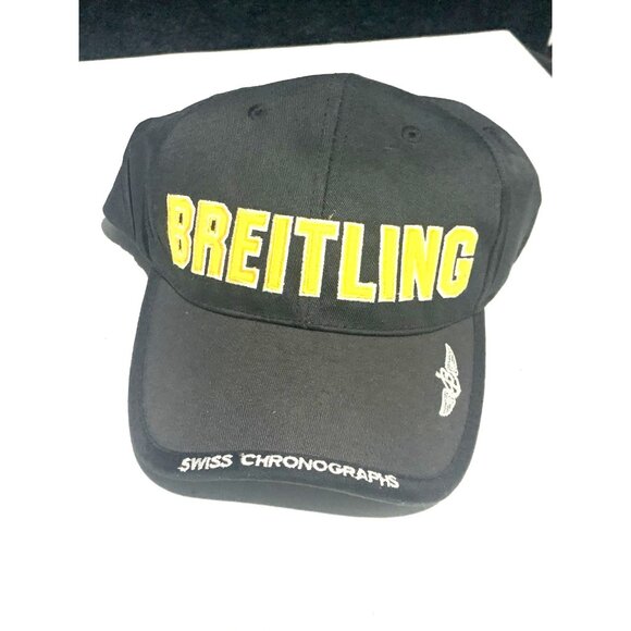 Breitling Pilot's Cap Men's Hat Swiss Chronographs Black Gold With Original Box - Picture 2 of 12